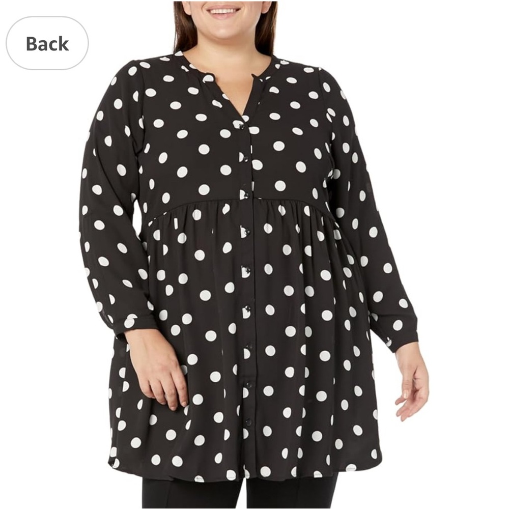 Elegant Black and White Polka Dot Tunic
